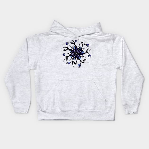 Weird Kaleidoscope Flower Mandala With Teeth Kids Hoodie by Boriana Giormova